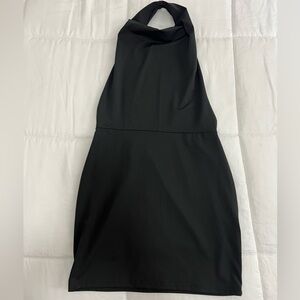 High Neck , Low Back little Black Dress